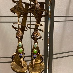 Sergio Rossi snake skin gladiator sandals